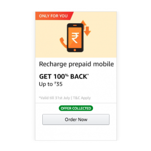 Recharge/Bill Payments: Flash Sale get upto 100% cashback in Amazon(Collect Offer)
